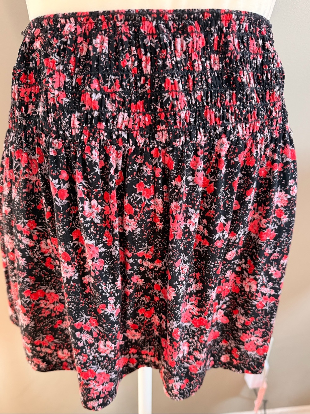 Papaya Floral Smocked Mini Skirt | Large